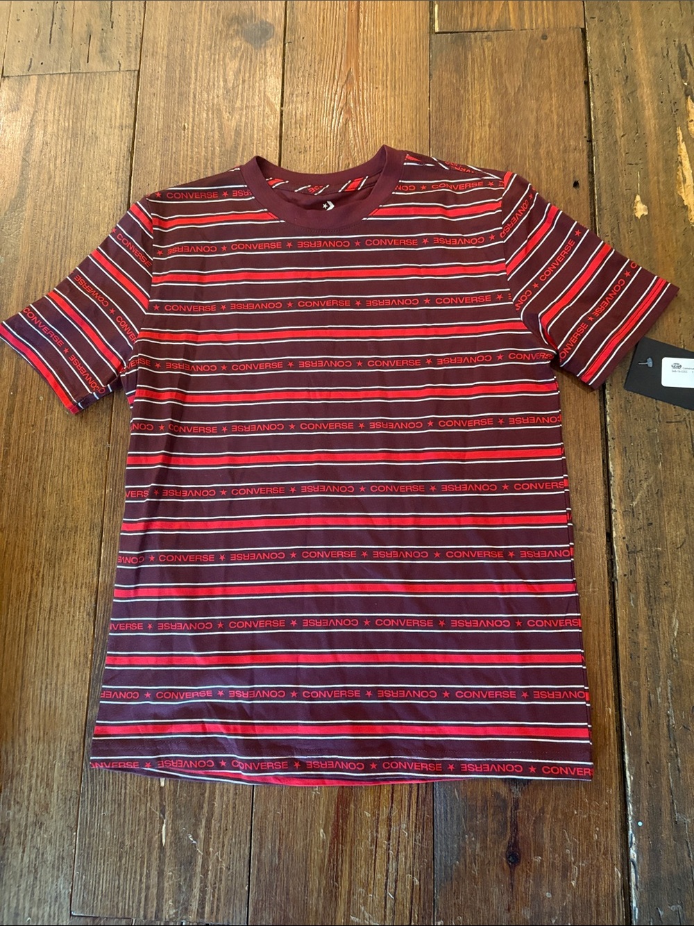 Converse Burgundy and Red Striped Crewneck Tee